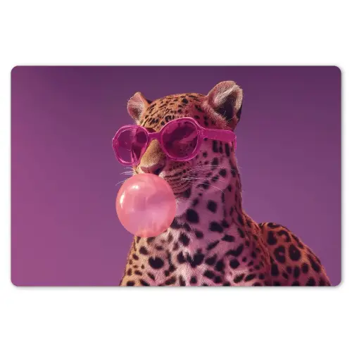 Panter - Zonnebril - Kauwgombel - Roze Placemat vinyl groot -zzsfeer1_Kitchenyeah-website