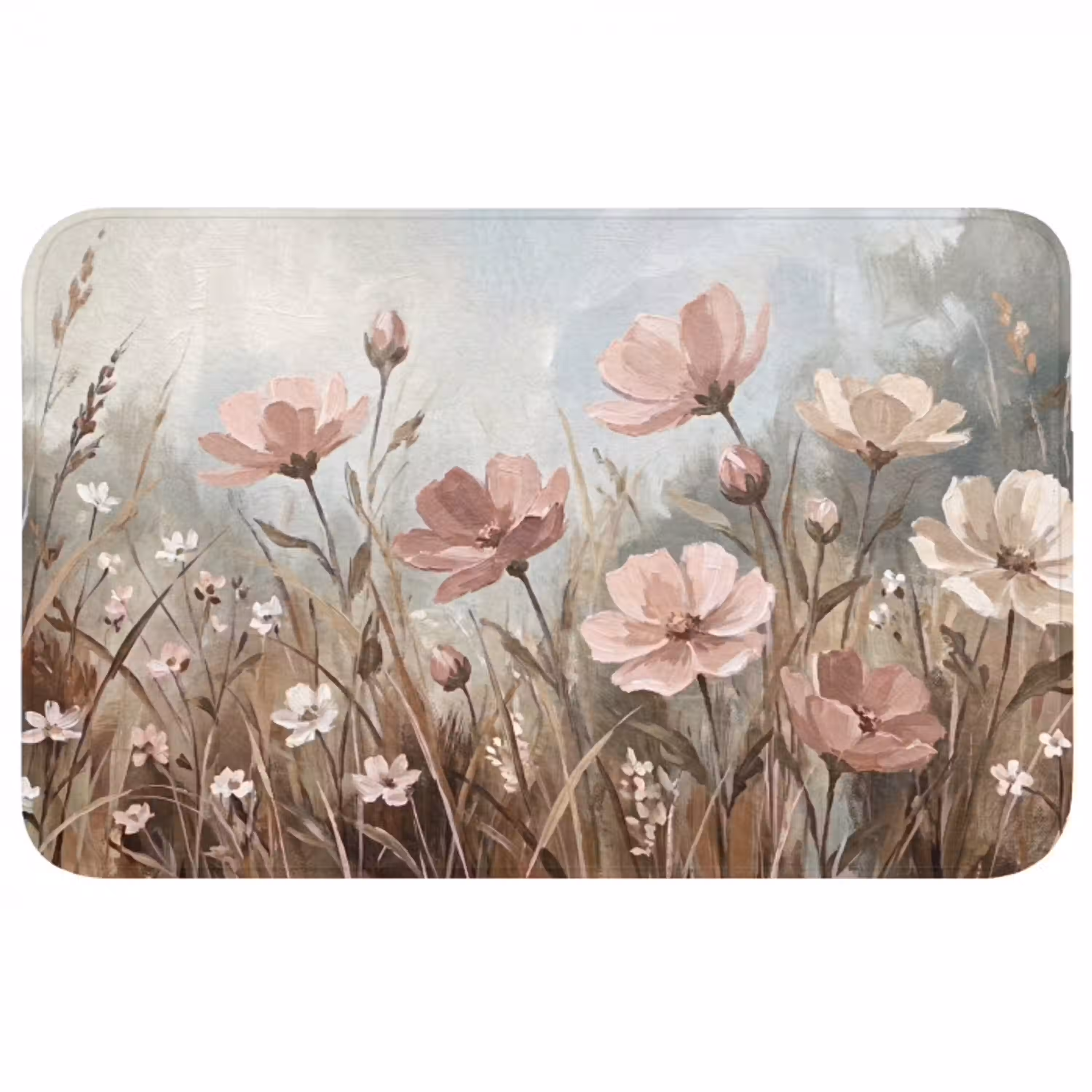 Bloemen - Botanisch - Schilderij - Pastel - Rustiek Badmat middel -3d