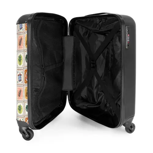 Zomerse tegeltjes print NBS - Handbagage koffer - Kinderen Unisex middel -binnenkant