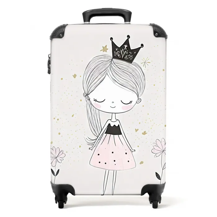 Prinses met zwart jurkje Koffer - NBS - Handbagage middel -productfoto_recht