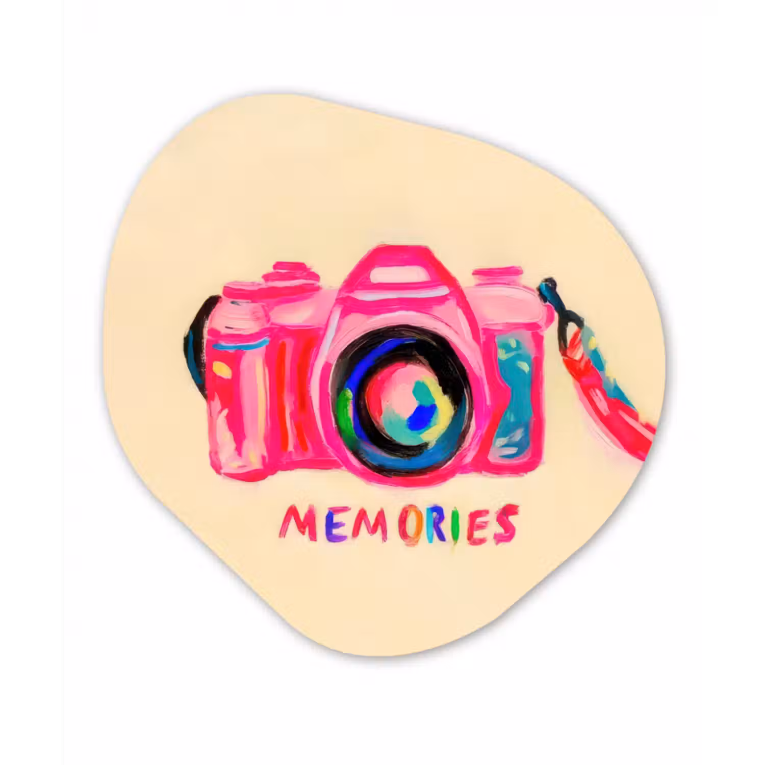 Organisch schilderij glas - Camera - Memories - Roze - Geschilderd