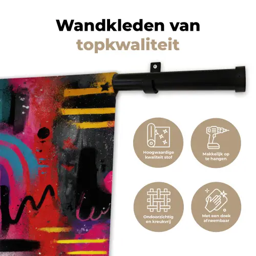 Kleurvlakken - Vormen - Kleurrijk - Abstract Wandkleed katoen klein -sfeer2