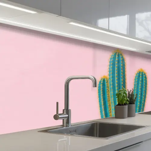 Cactussen - Modern - Pastel keuken achterwand 2 middel -3d_schuin