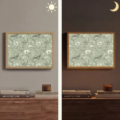 Klassiek - Botanisch - Groen Light Box met batterij (Wandlamp) middel 907 -sfeer3
