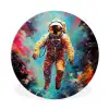 Astronaut - Graffiti - Ruimte - Neon Wandcirkel kunststof plaat 5mm dik klein -3d