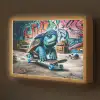 Schildpad - Graffiti - Skateboard - Jongens Light Box met batterij (Wandlamp kind) middel -z3d_website