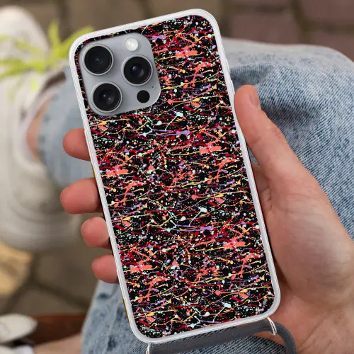 Spat - Abstract - Waterverf - Zacht Hoesje iPhone 16 Pro Max met koord klein 804 -sfeer3