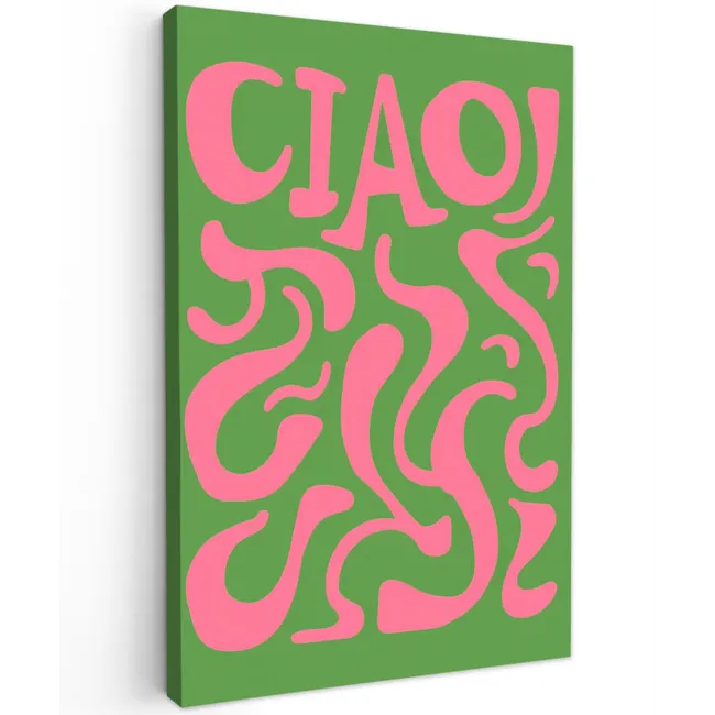 Abstract - Roze - Ciao - Vormen Tuinposter op houten frame 2 cm dik klein -3d