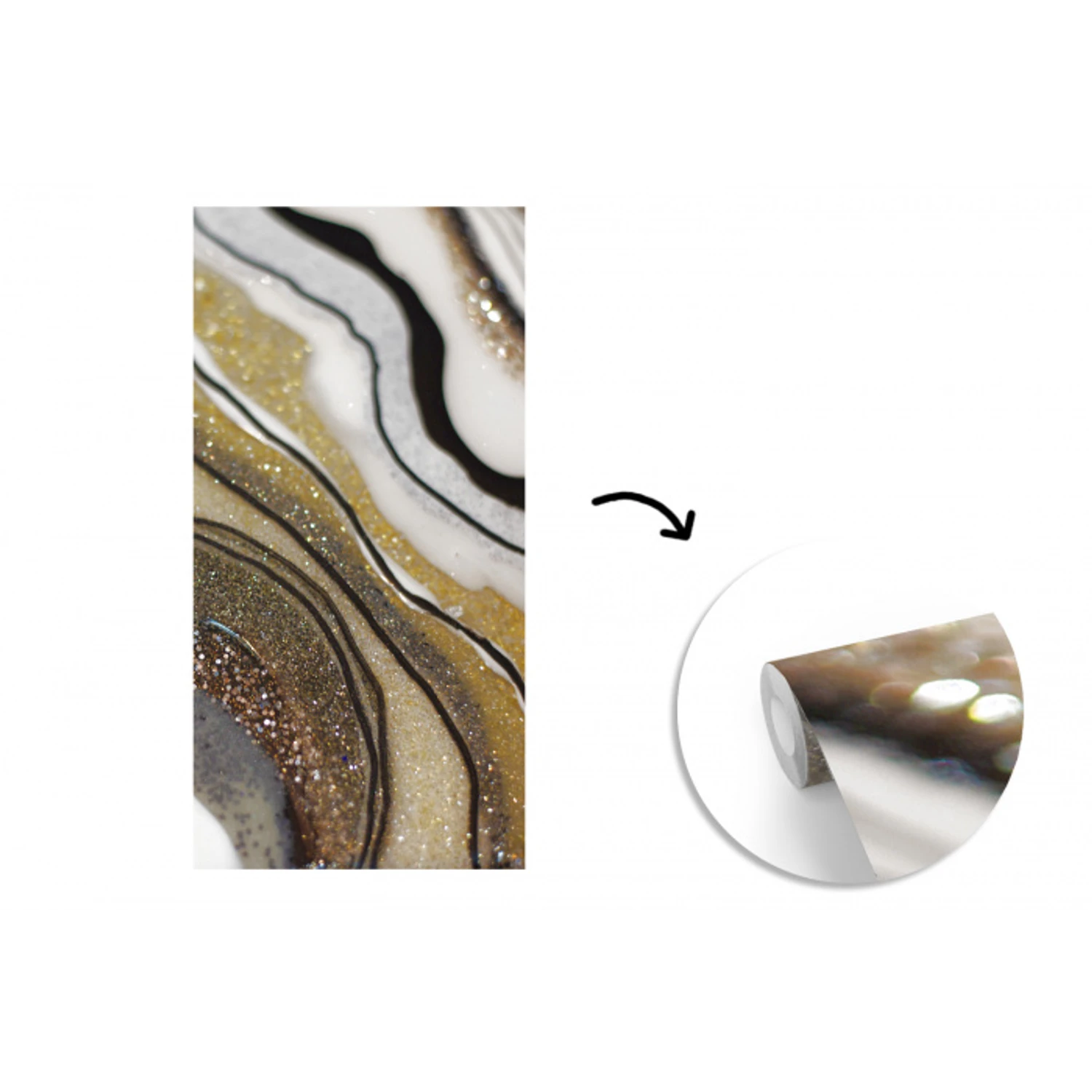 De binnenkant van een agaten met een gouden kleur uit de natuur fotobehang vinyl groot -3d