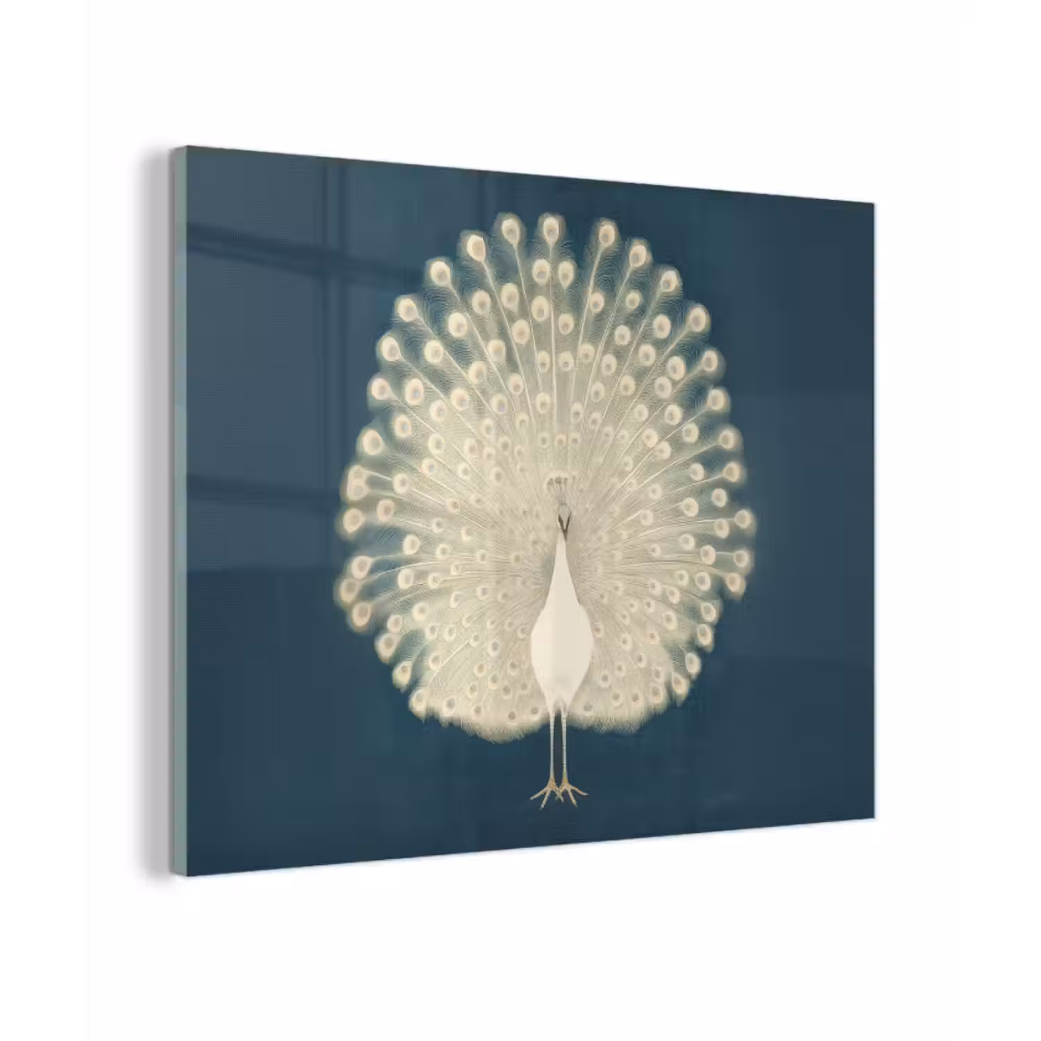 Glas schilderij - Vogel - Blauw - Vintage