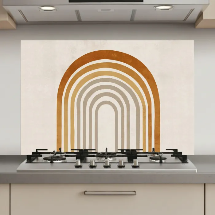 Minimalistisch - Boog - Lijnen - Beige keuken achterwand spatscherm klein -3d_website
