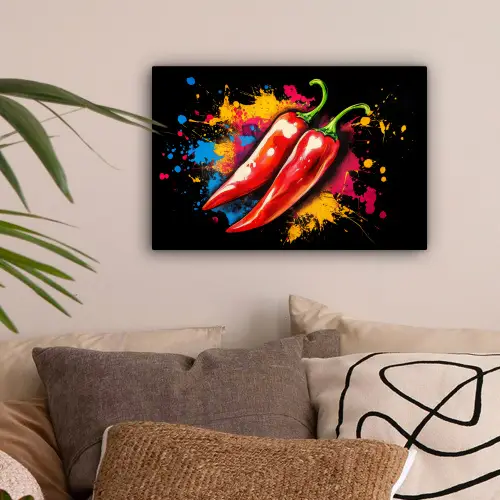 Peper - Graffiti - Verf - Abstract - Modern - Kleurrijk canvas 2cm klein -sfeer1