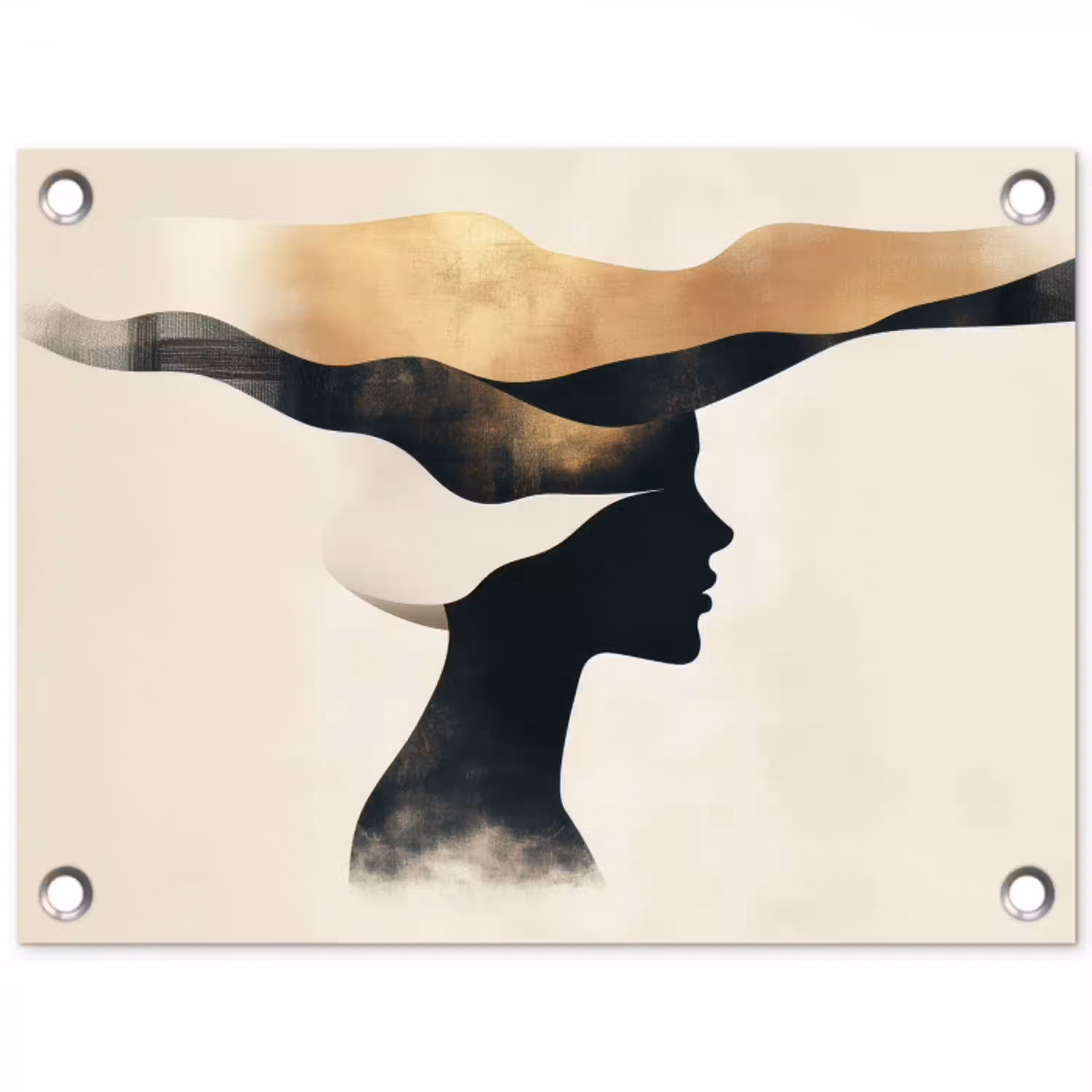 Vrouw - Golven - Zwart tuinposter los doek klein -3d