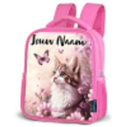 Kitten - Vlinders - Paars - Bloemen Kinderrugzak - Roze middel -schuin
