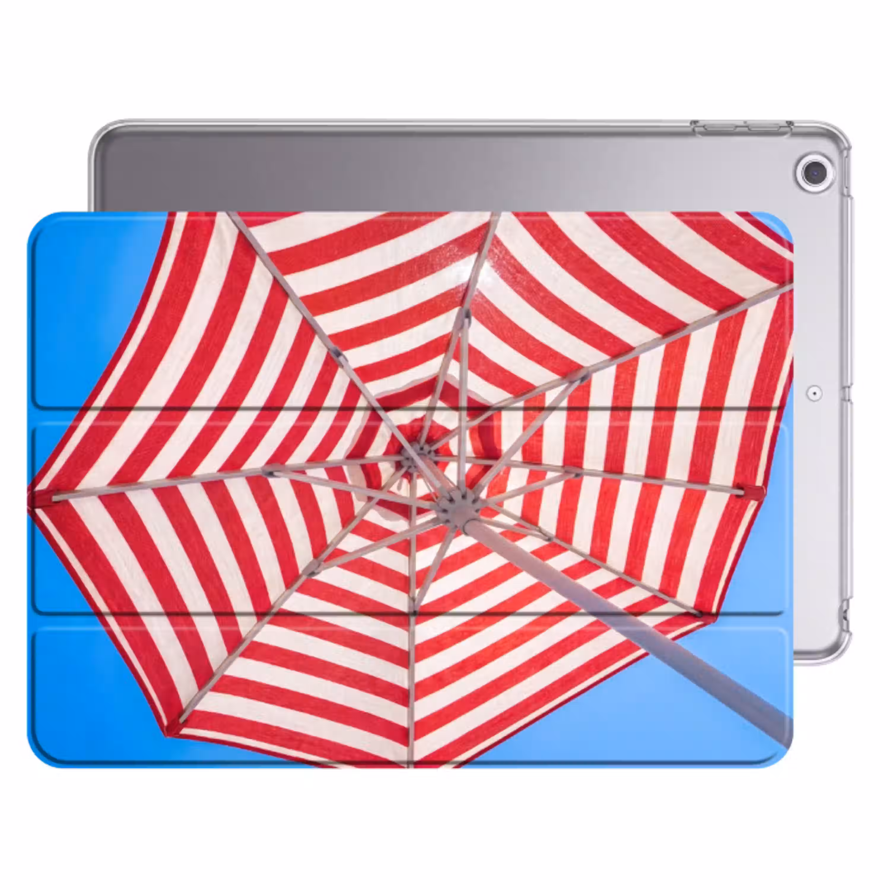 Parasol - Strepen - Zomer - Rood - Blauw Apple iPad 2017 middel -threedimensional_3d_global