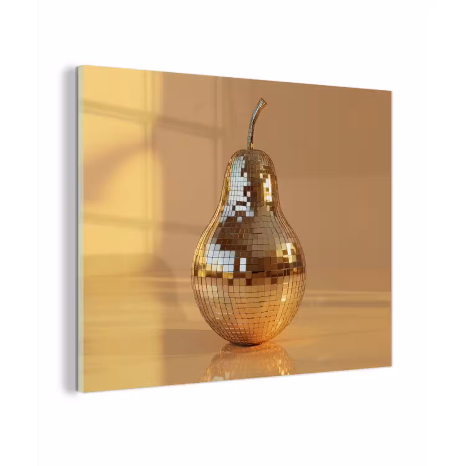 Glas schilderij - Goud - Disco - Glitter - Peer