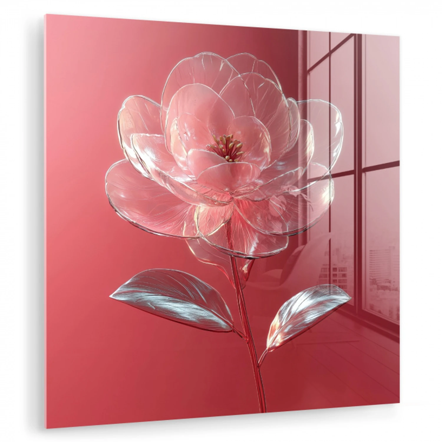 Sierlijk - Bloem - Roze - Glazen plexiglas 5mm klein -zzzproduct_nieuw