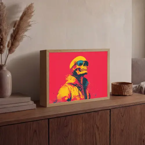 Zonnebril - Schedel - Jas - Rood Light Box met batterij (Wandlamp) middel -sfeer2