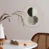 Cirkels - Strepen - Minimalistisch - Zwart Akoestische PET Vilt - Rond klein -sfeer3
