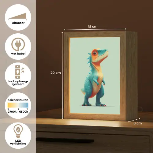 Cartoon - Dino - Oranje - Stekels Light Box met kabel klein -USP_NL