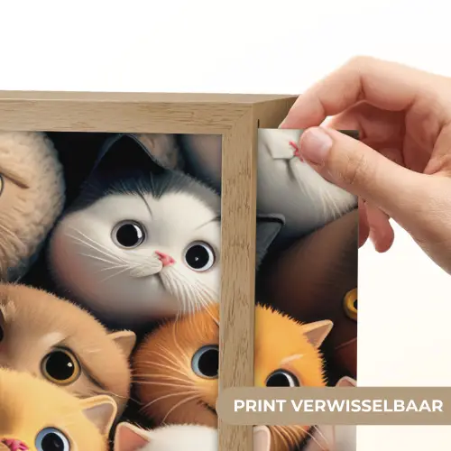 Poes - Kat - Design - Bruin - Grijs - Kids Light Box met batterij (Wandlamp kind) middel -USP_websiteprintNL