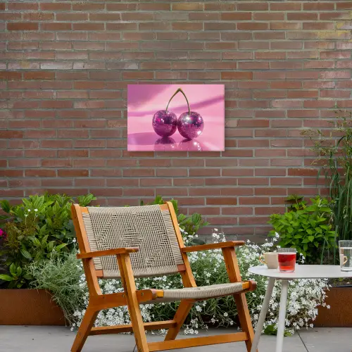 Glitter - Discobol - Roze - Kersen Tuinposter op houten frame 2 cm dik klein -sfeer3