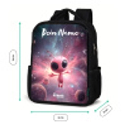 Roze Alien in Sterrennevel Rugzak - Zwart middel -productfoto_formaten