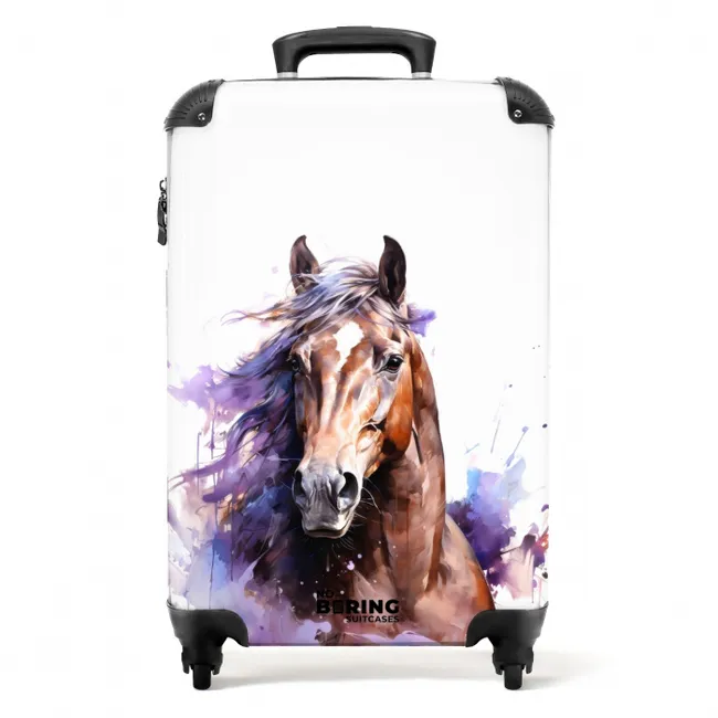 Aquarel paard met kleurrijke spatten NBS - Handbagage koffer - Kinderen Unisex middel -productfoto_recht
