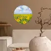 Zonnebloemen - Bloemen - Wolken - Natuur - Geel - Landschap Wandcirkel behangsticker klein -sfeer1