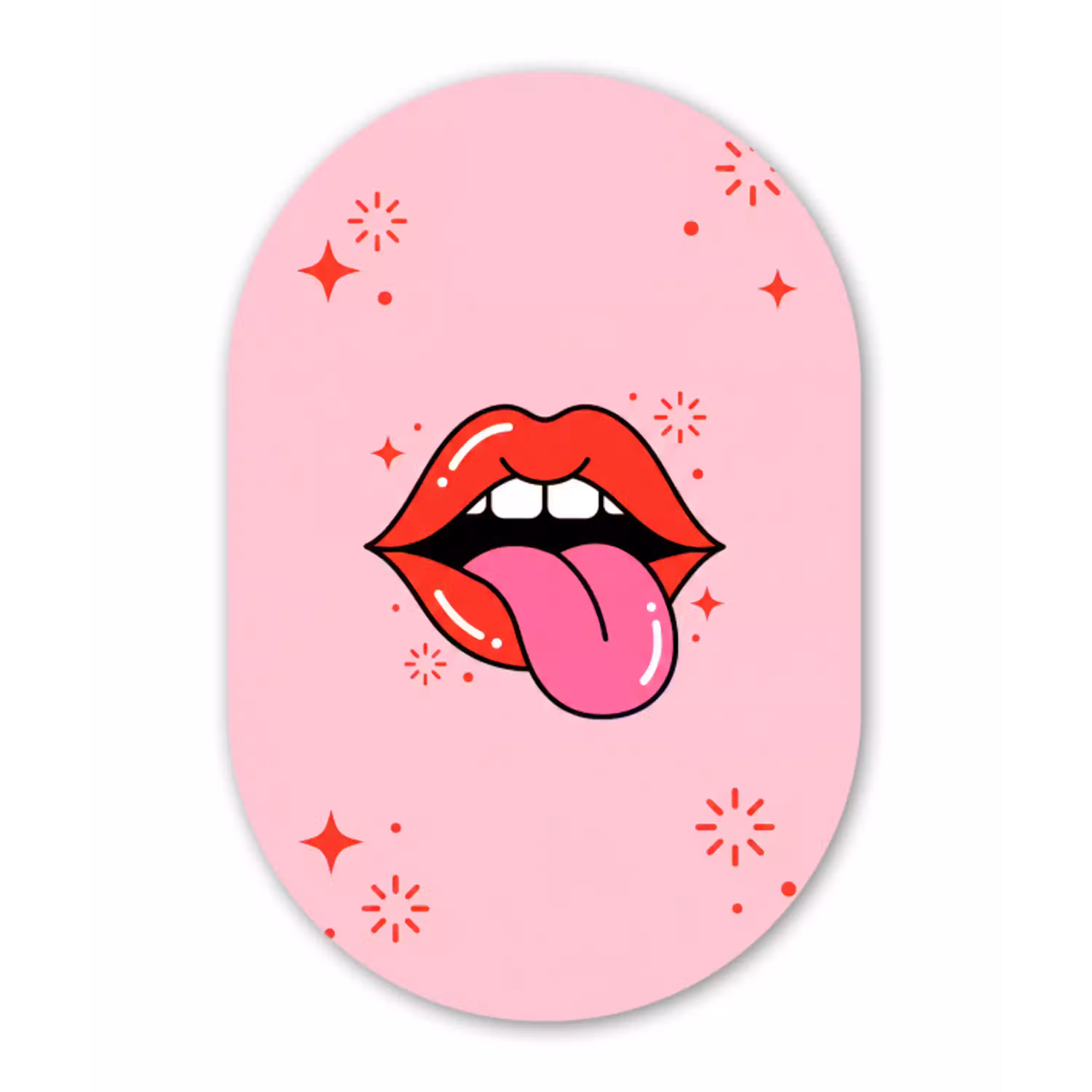 Lippen - Tong - Pop-art - Kleurrijk - Roze Wandcirkel Ovaal Aluminium middel -3d