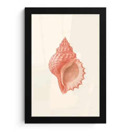 Schelp - Roze - Structuur fotolijst zwart zonder passe partout klein -3d