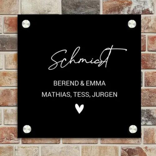 Zwart vlak - Sierlijk Naambord Vierkant klein -sfeer2