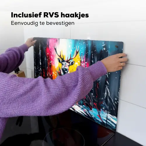 Rendier - Gewei - Krans - Kleurrijk Inductie beschemer met haakjes klein -ky-ophangen-nl