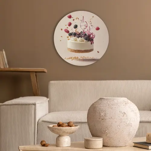 Cheesecake - Eten - Roze - Taart Akoestische PET Vilt - Rond klein -sfeer1