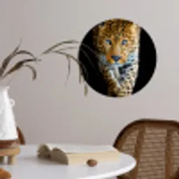 Luipaard - Dieren - Portret - Wilde dieren - Zwart Wandcirkel behangsticker klein -sfeer3