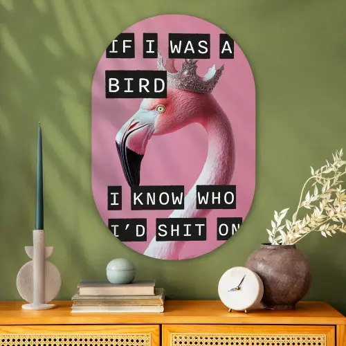 Flamingo - Roze - Vogel - Decoratie Wandcirkel Ovaal Glas middel -sfeer2