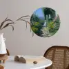 Kat - Vrouw - Bloemen - Huis Wandcirkel behangsticker klein -sfeer3