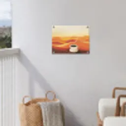 Koffie - Landschap - Oranje - Koffiebonen tuinposter los doek klein -sfeer8