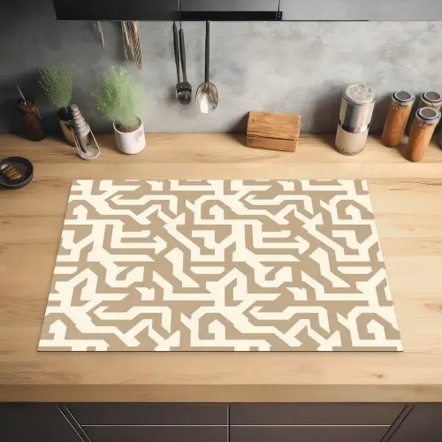 Modern - Abstract - Beige Inductie beschermer vinyl 3mm klein 276 -sfeer5