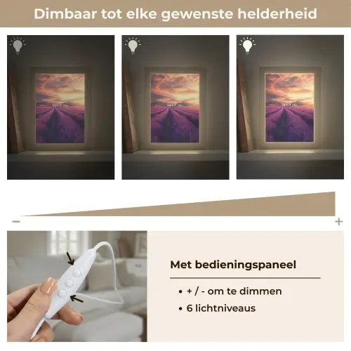 Lavendelveld - Quote - Zonsondergang Light Box met kabel (Tafellamp) klein -USP_dimbaarNL