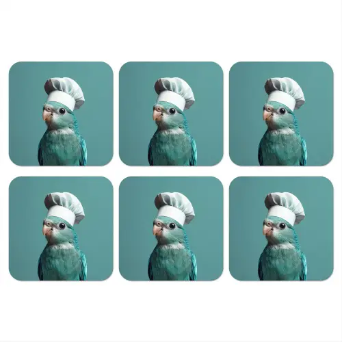 Parkiet - Vogel - Koksmuts - Cute onderzetter kurk middel -3d