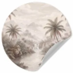 Jungle - Watervallen - Tropisch - Illustratie Wandcirkel behangsticker klein -3d