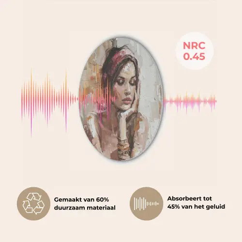 Vrouw - Verflook - Portret - Modern Akoestische PET Vilt - Rond klein -USP_NL