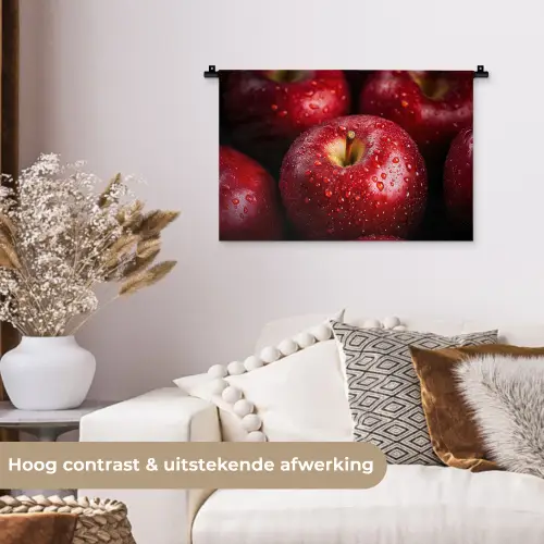Rood - Appels - Fruit Wandkleed katoen klein -sfeer1
