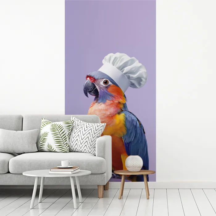 Papegaai - Koksmuts - Paars - Cute fotobehang vinyl groot -woonkamer