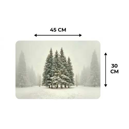 Bomen - Sneeuw - Wit Placemat vinyl groot -specs