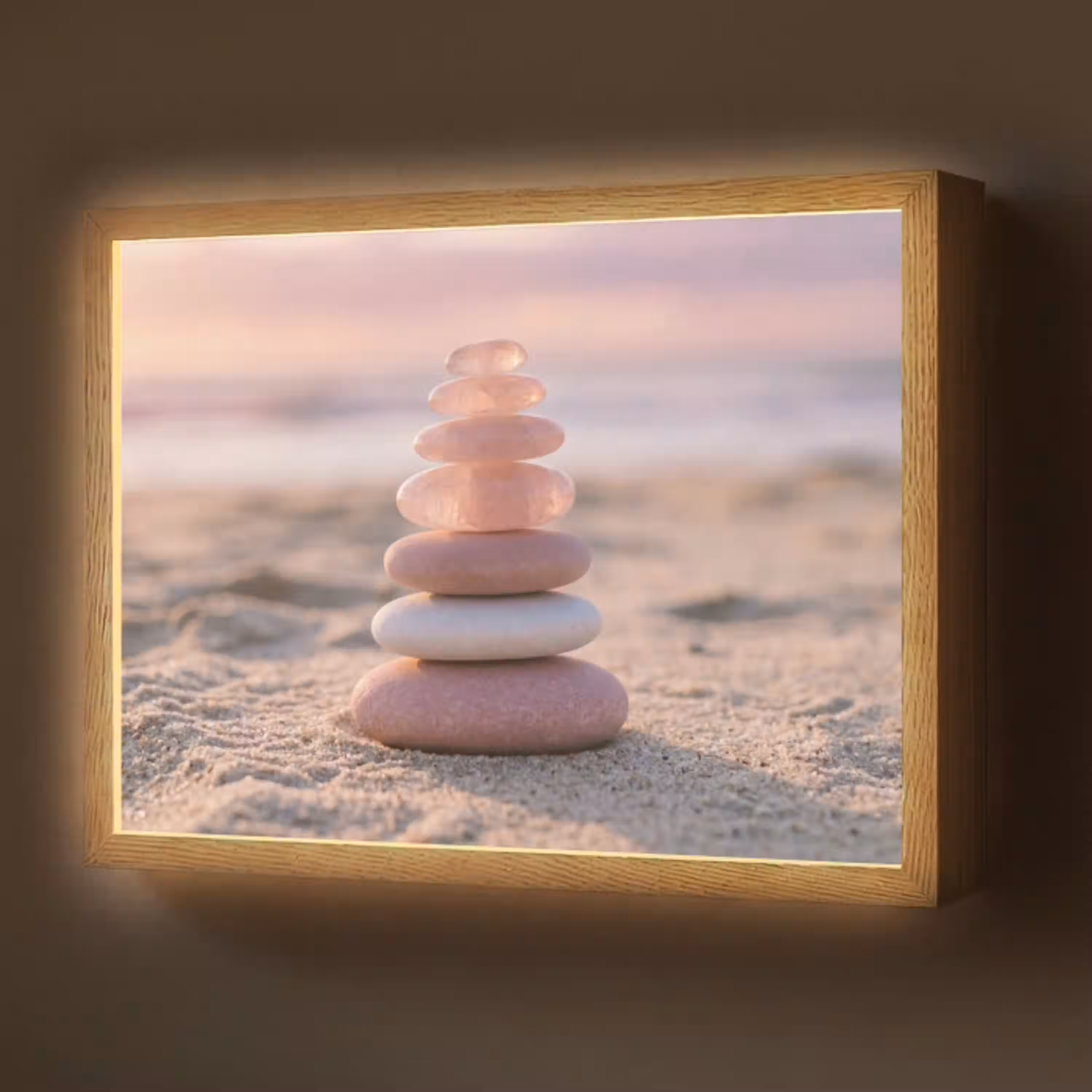 Stenen - Zand - Roze Light Box met batterij (Wandlamp) middel -z3d_website