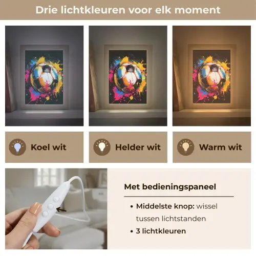 Graffiti - Sport - Voetbal - Verf - Bal Light Box met kabel (Tafellamp) klein -USP_lichtkleurNL