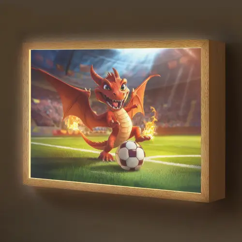 Draak - Voetbal - Vuur - Stadion Light Box met batterij (Wandlamp kind) middel -z3d_website