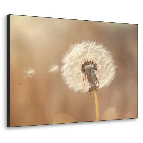 Paardenbloem - Beige - Natuur - Bloem Textielframe zwart klein -3d